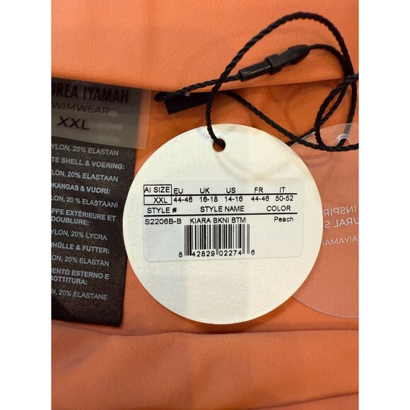 NWT Andrea‎ Iyamah Kiara High Rise Two-Tone Ruffle Bikini Bottom Peach/Deep Red - Picture 8 of 16